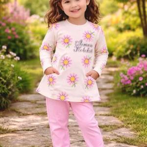 2 Pcs Girl's Baby Doll Printed Shirt And Trouser