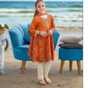 3 Pcs Girl's Lawn Embroidered Unstitched Suit